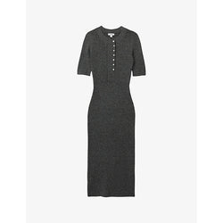 Womens Reiss Sandy button-down short-sleeve stretch wool-blend midi dress