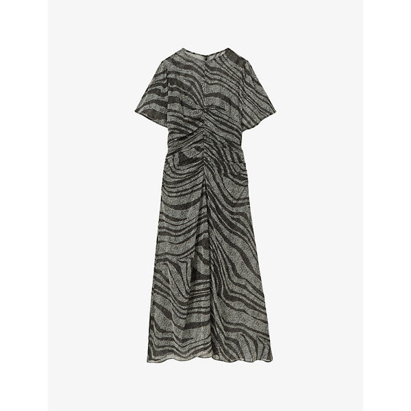 Womens Reiss Tabitha animal-print ruched woven midi dress