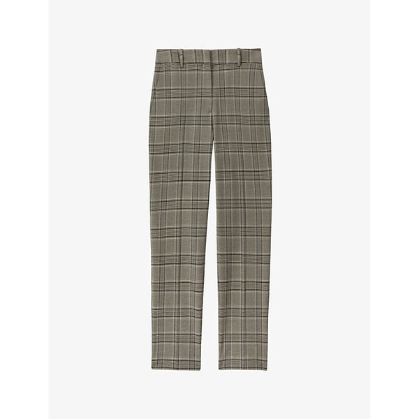 Womens Reiss Tamy slim-fit mid-rise checked stretch-woven trousers