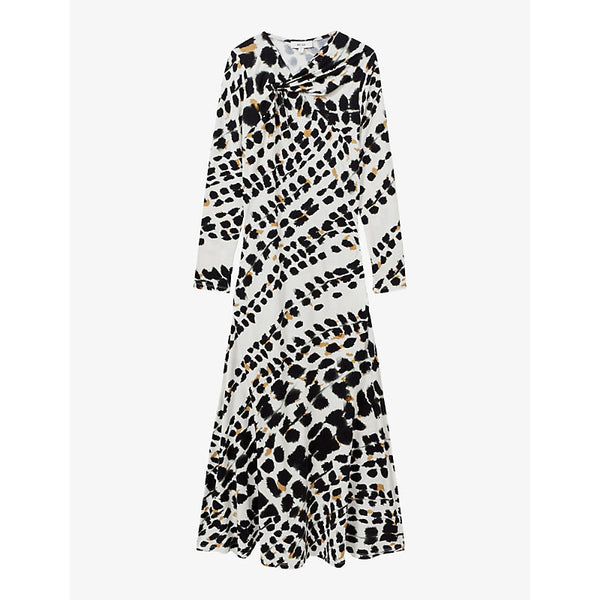 Womens Reiss Vanita abstract-print stretch-jersey maxi dress