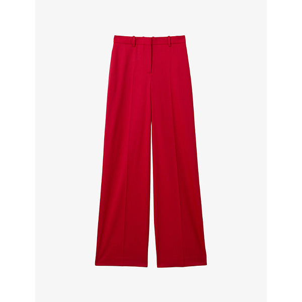 Womens Reiss Wide-leg mid-rise wool-blend trousers