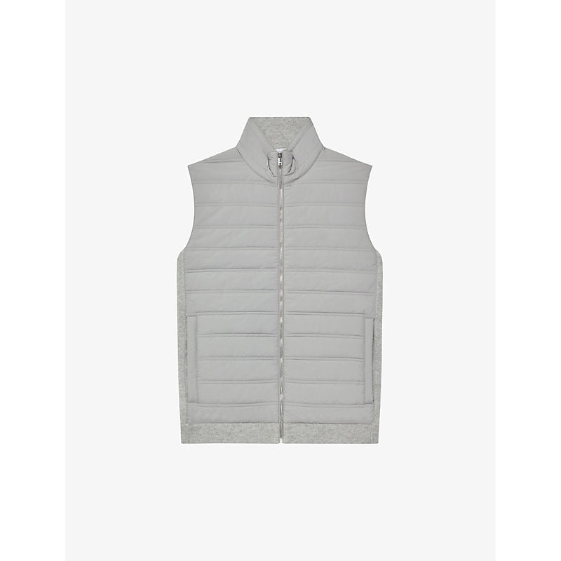 Mens Reiss William high-collar quilted woven gilet