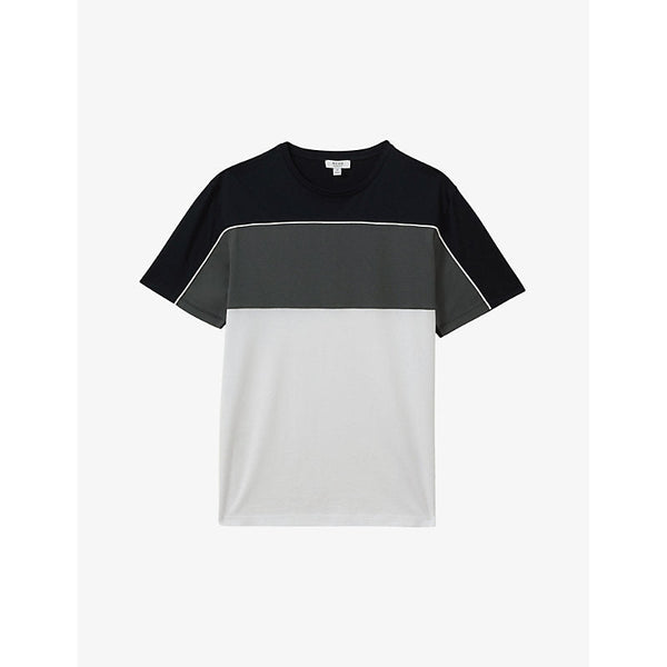 Reiss Woods colour-block short-sleeve cotton T-shirt