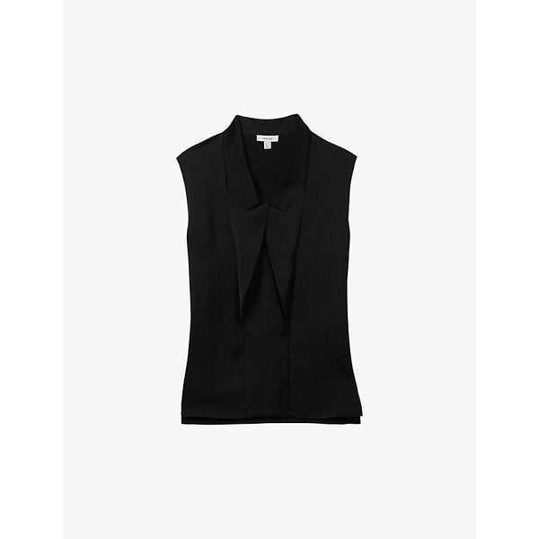 Womens Reiss Wren peak-lapel sleeveless woven top