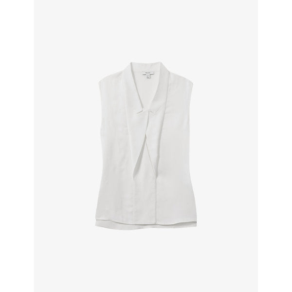 Reiss Wren peak-lapel sleeveless woven top | LYBSTORE