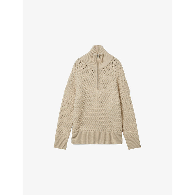 Reiss x 100 Ciels Devon half-zip wool and cashmere-blend jumper