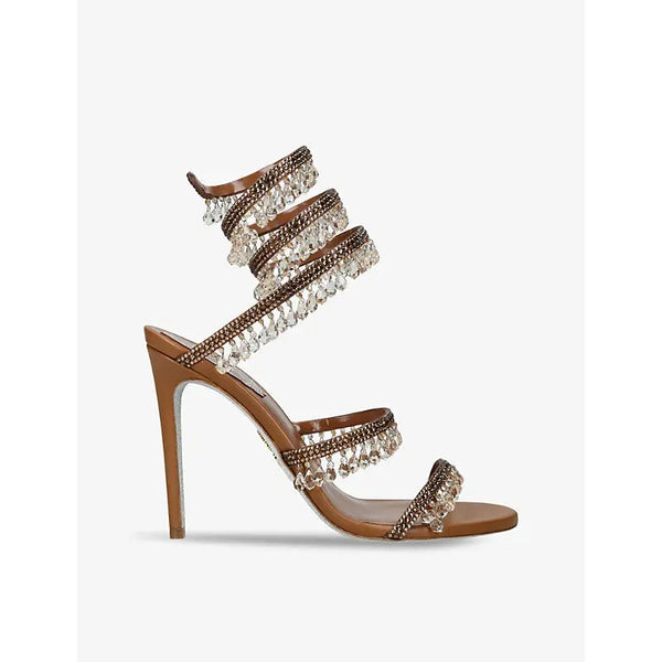 Rene Caovilla Chandelier crystal-embellished heeled leather sandals