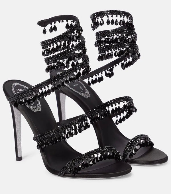 Rene Caovilla Chandelier embellished satin sandals | LYBSTORE