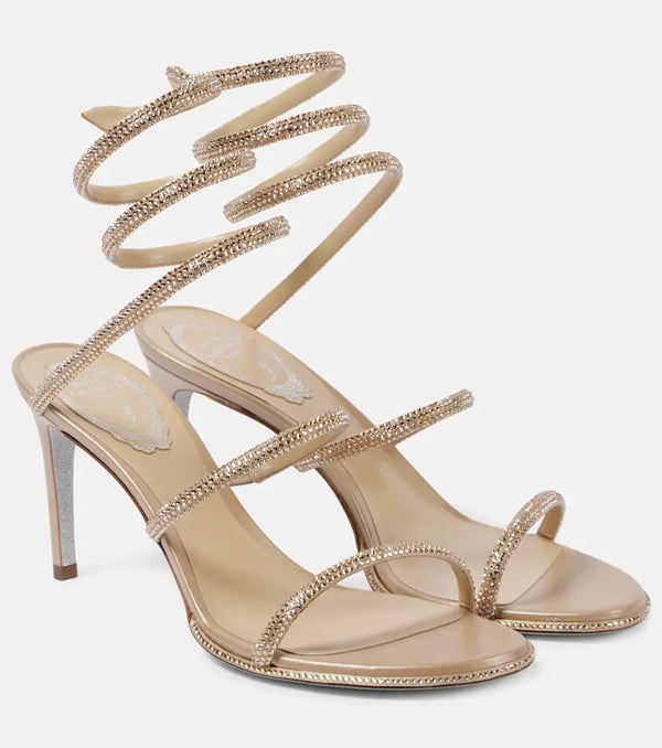 Rene Caovilla Cleo 80 embellished satin sandals | LYBSTORE