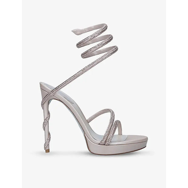 Rene Caovilla Cleo crystal-embellished leather heeled platform sandals