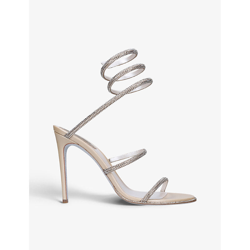 Rene Caovilla Cleo crystal-embellished leather heeled sandals