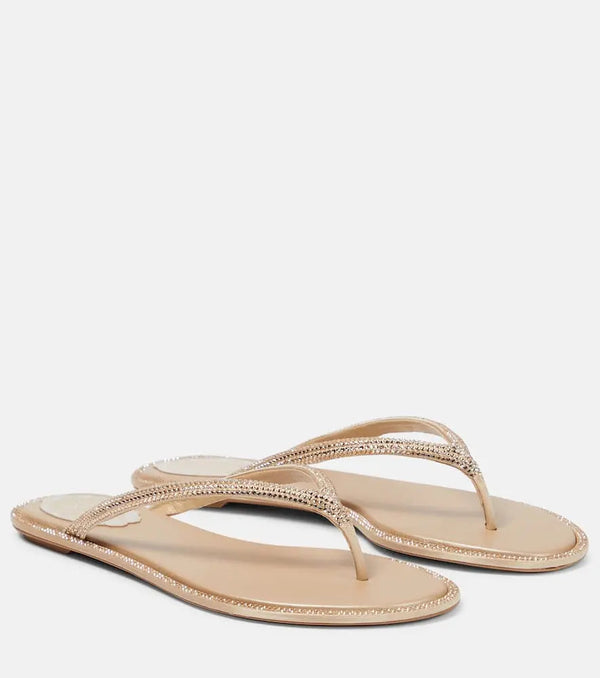 Rene Caovilla Diana embellished satin thong sandals | LYBSTORE