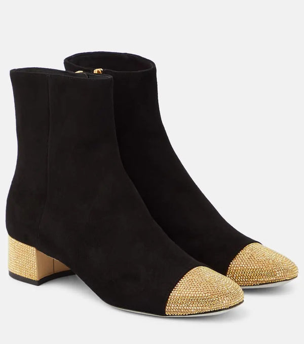 Rene Caovilla Embellished suede ankle boots | LYBSTORE