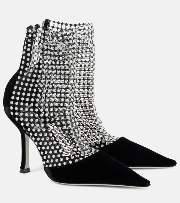 Rene Caovilla Galaxia embellished velvet ankle boots | LYBSTORE