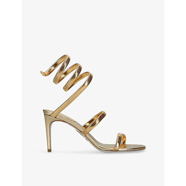 Rene Caovilla Juniper metallic heeled leather sandals