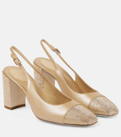 Rene Caovilla Kristen embellished leather slingback pumps