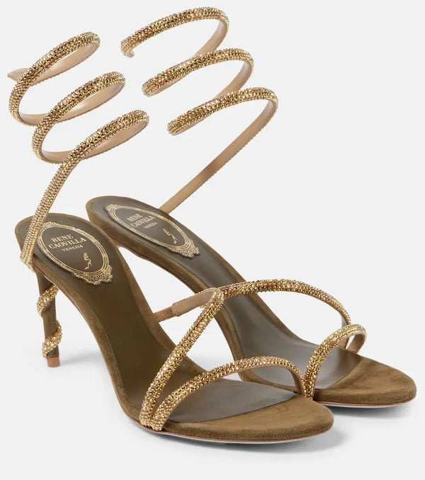 Rene Caovilla Margot 80 embellished suede sandals | LYBSTORE