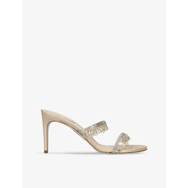 Rene Caovilla Margot crystal-embellished satin heeled sandals