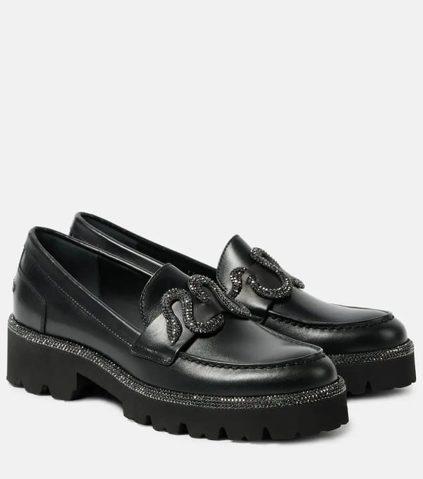 Rene Caovilla Morgana embellished leather loafers