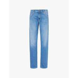 Replay Mickym whiskering straight-leg slim-fit stretch-denim jeans