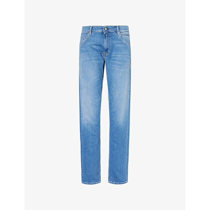 Replay Mickym whiskering straight-leg slim-fit stretch-denim jeans