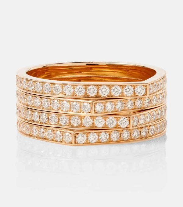 Repossi Antifer 4 rows 18kt rose gold ring with diamonds | LYBSTORE