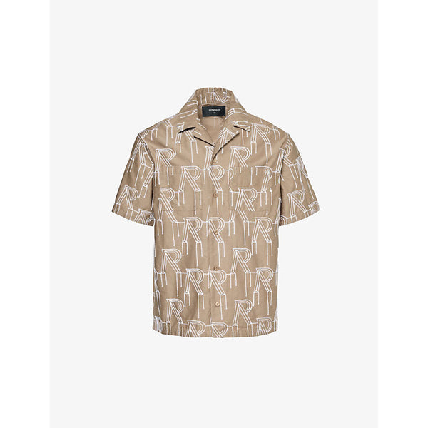 Mens Represent Brand-embroidered boxy-fit cotton shirt