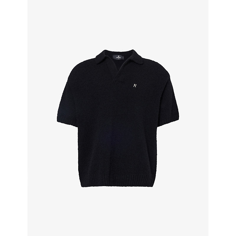 Represent Branded-hardware ribbed-trim wool-blend knitted polo shirt