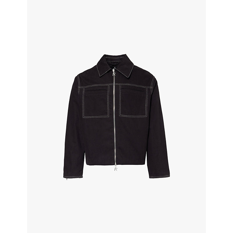 Represent Contrast-stitching spread-collar relaxed-fit cotton jacket