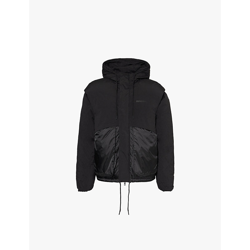  Represent Layered hooded canvas-down jacket