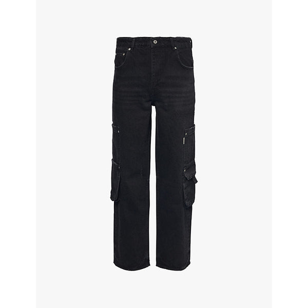 Represent R3 Workshop distressed wide-leg relaxed-fit denim jeans