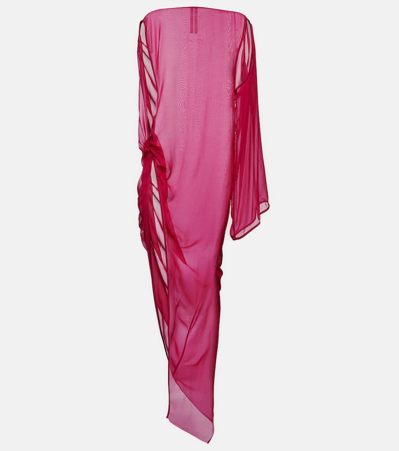 Rick Owens Abito draped silk maxi dress | LYBSTORE