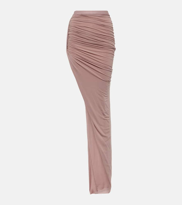 Rick Owens Asymmetric high-rise cupro-blend maxi skirt