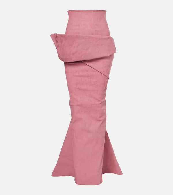 Rick Owens Draped cotton-blend maxi skirt | LYBSTORE