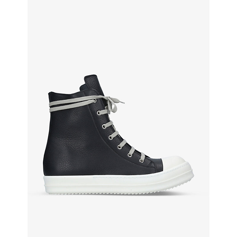 Rick Owens Grained leather high-top trainers