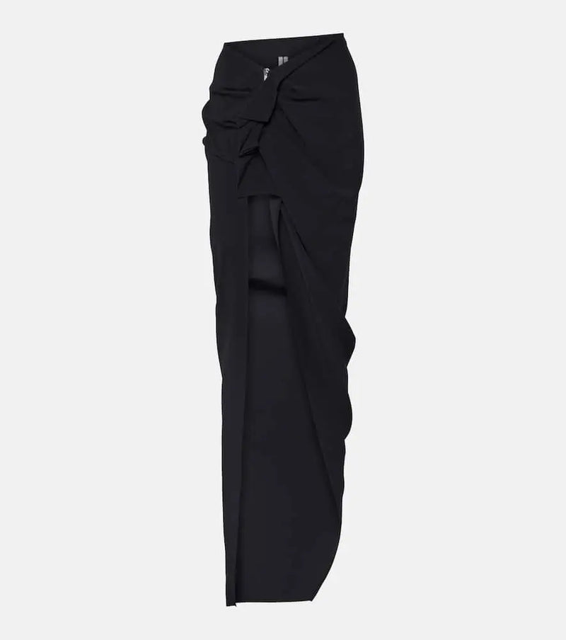 Rick Owens High-rise asymmetric maxi skirt | LYBSTORE