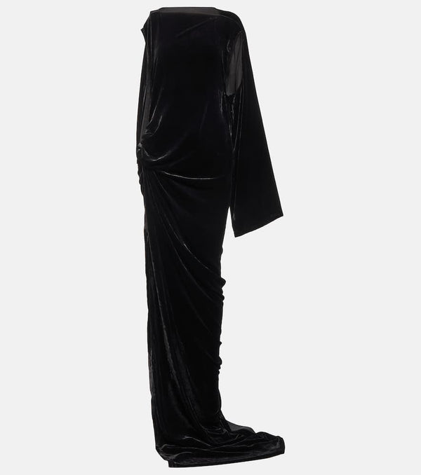 Rick Owens One-shoulder velvet gown