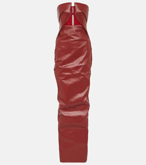 Rick Owens Prong cutout coated denim gown | LYBSTORE