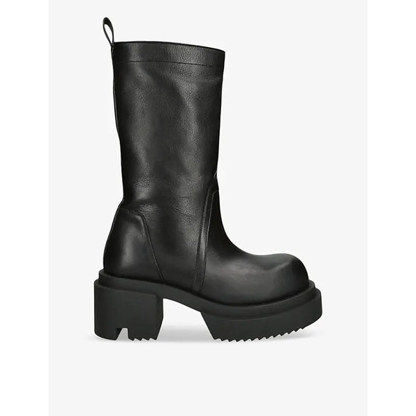 Rick Owens Pull On Bogun leather heeled knee-high boots