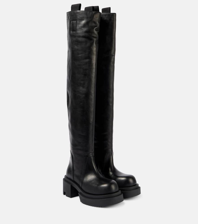 Rick Owens Wader leather over-the-knee boots