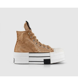 Rick Owens X Drkshdw Dbl Drkstar Hi Trainers Blonde In Yellow