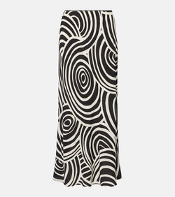 Rixo Ardith printed crêpe de chine midi skirt