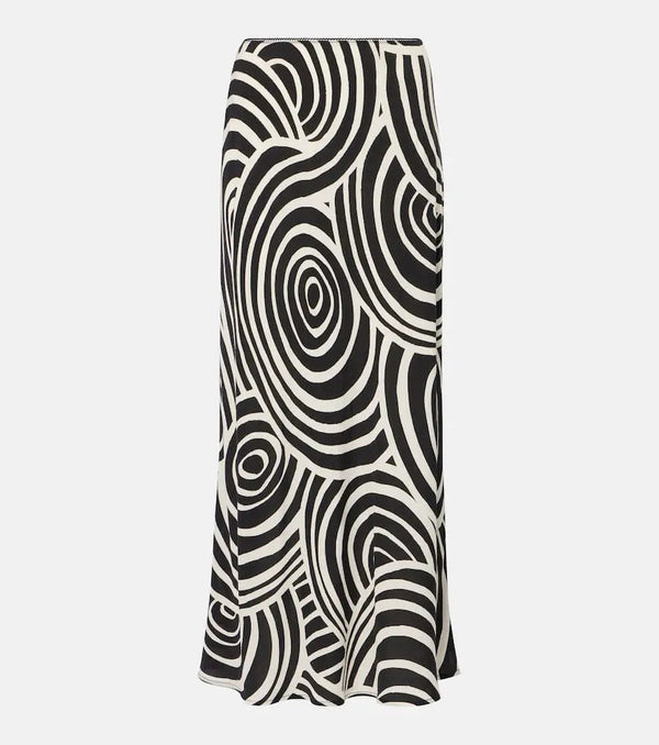 Rixo Ardith printed crêpe de chine midi skirt | LYBSTORE