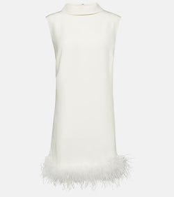 Rixo Bridal Candice feather-trimmed silk minidress