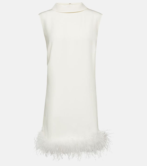 Rixo Bridal Candice feather-trimmed silk minidress