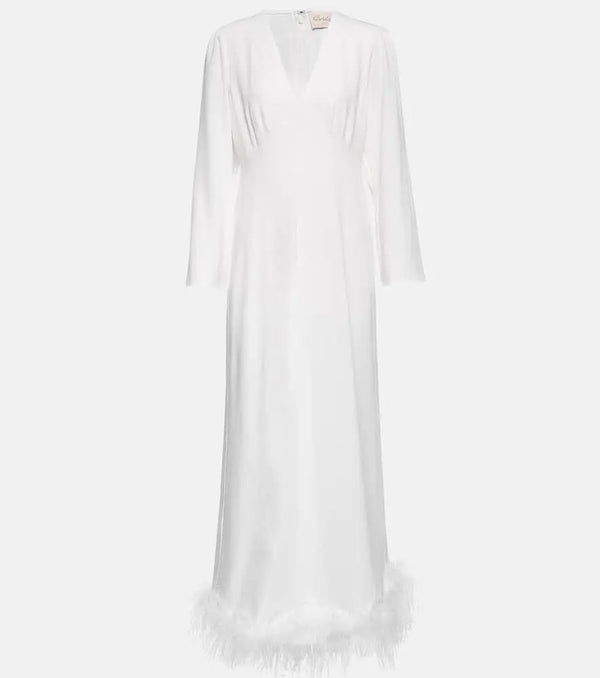 Rixo Bridal Mya feather-trimmed dress