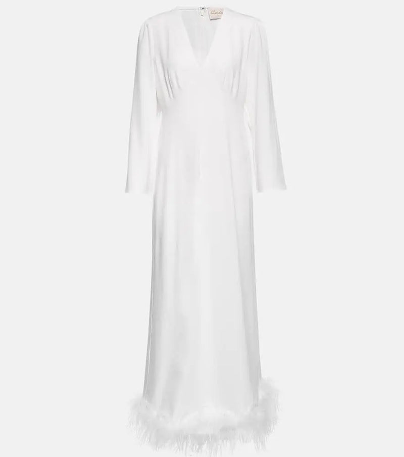 Rixo Bridal Mya feather-trimmed dress