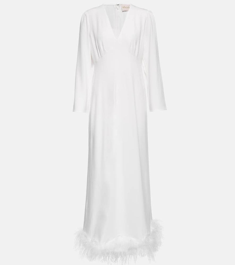 Rixo Bridal Mya feather-trimmed dress