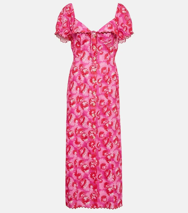 Rixo Briella printed linen-blend midi dress | LYBSTORE