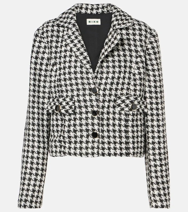 Rixo Houndstooth cropped jacket